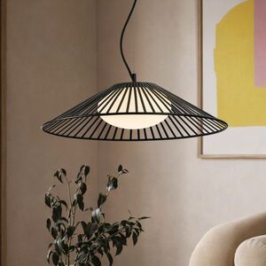 Lampa wisząca Sonte 50 czarna z białym szklanym kloszem nad stół vyobraziť
