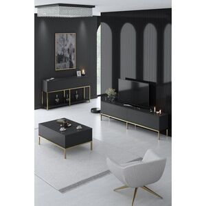 Set obývacieho nábytku Lord - Anthracite, Gold vyobraziť