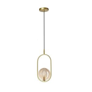 Závesná lampa CORDEL vintage - zlatá mosadz s jantárovým guľovým tienidlom - elegantné osvetlenie do obývačky a kúpeľne 1x G9 LED vyobraziť