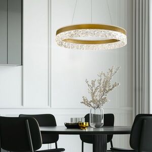 Očarujúca závesná lampa FROZI – zlaté tienidlo s kryštálmi – elegantné a moderné LED osvetlenie obývačky vyobraziť