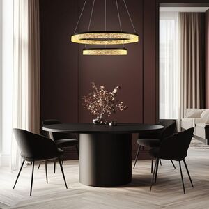 Očarujúca závesná lampa FROZI – čierne tienidlo s kryštálmi – moderný LED luster do luxusnej obývačky vyobraziť