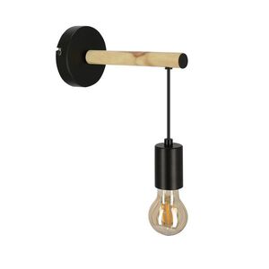 Jednoduchá nástenná lampa čierna + drevo Izzy vyobraziť