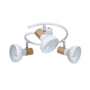 Špirálová stropná lampa kovová biela + drevená 3E14 Puerto vyobraziť