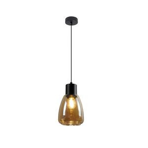 Závesná lampa MOLDO čierna 1x40W E27 jantárové tienidlo vyobraziť