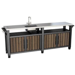 Záhradný stôl / skriňa s drezom UNITY CHEF 415L grafit Keter vyobraziť