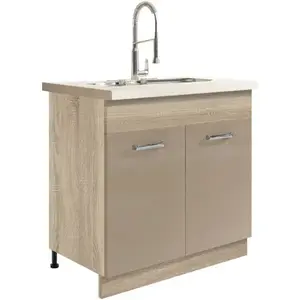 Kuchynská skrinka Premio 12D sonoma/biely/cappuccino lesk vyobraziť