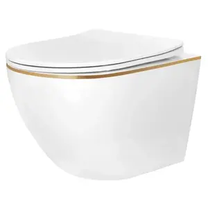 Závesná WC misa Carlo Mini Tornado Gold Edge vyobraziť