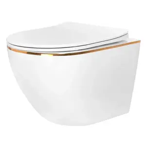 Závesná WC misa Carlo Mini Tornado White Gold Edge vyobraziť