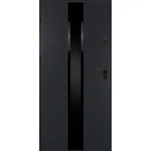 Dvere vchodové Neptun 90 L antracit čierna inox/grafitové vyobraziť