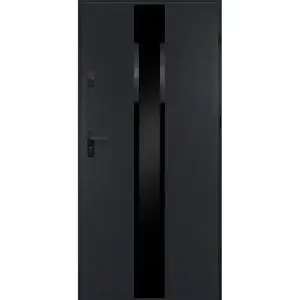 Dvere vchodové Neptun 90 P antracit čierna inox/grafitové vyobraziť