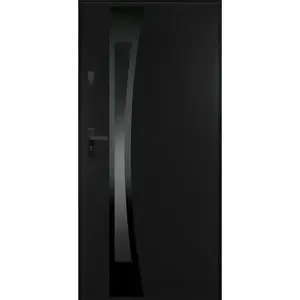 Dvere vchodové Asteria 90 P tmavý antracit čierna inox/grafitové vyobraziť
