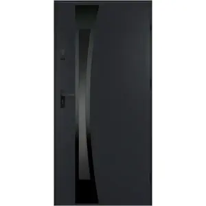 Dvere vchodové Asteria 90 P antracit čierna inox/grafitové vyobraziť