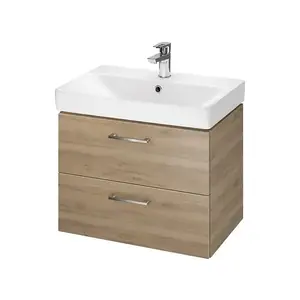 Kúpeľňová skrinka s umývadlom Lara Mille Slim 60 cm oreh vyobraziť