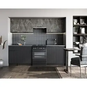 Kuchynská linka Tamara 240 ZB 28mm sivá mramor/čierna/kor. carbon wood vyobraziť