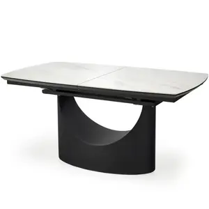 Stôl Osman 90x160 keramika/MDF - biela mramor/čierna vyobraziť
