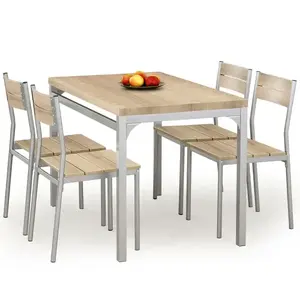 Sada stôl Malcolm + 4 stoličky mdf/oceľ – sonoma vyobraziť