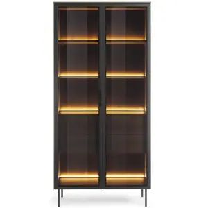 Vitrína Lumi Vysoká A 91 2d2s + Led Dub Dunin + Čierna vyobraziť