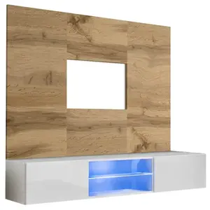 TV stolík + Panel Switch Wtw Sw Pr3 + Led Wotan/Bílá vyobraziť