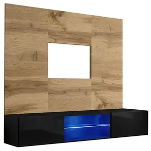 TV stolík + Panel Switch Wtz Sw Pr3 + Led Wotan/Čierna vyobraziť
