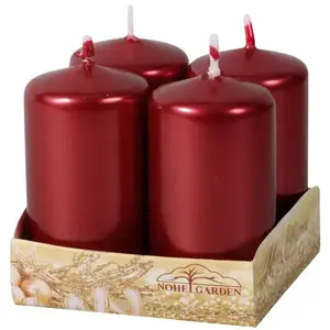 Adventná sviečka metalická lesklá d4x6 cm červená 4 ks vyobraziť