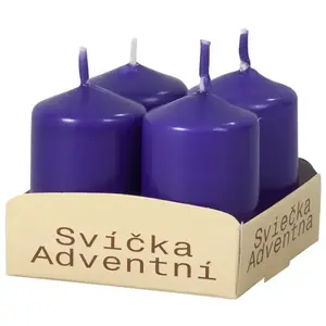 Adventná sviečka matná d4x6 cm fialová 4 ks vyobraziť