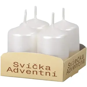 Adventná sviečka metalická lesklá d4x6 cm biela 4 ks vyobraziť