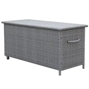 Záhradný box Tejn z technorattanu 55x64x136 sivý vyobraziť
