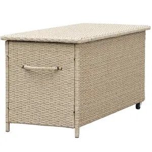 Záhradný box Tejn z technorattanu 55x64x136 prírodná farba vyobraziť