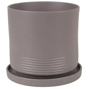Kvetináč Cylinder Rille 17 cm bazaltová matná + podmiska vyobraziť