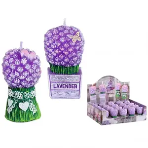 Sviečka Lavender Bouquet zdobená kytica + črepník mom 20 ks vyobraziť