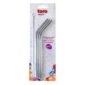 Nerezová slamka s čistiacou kefkou TORO 4ks vyobraziť
