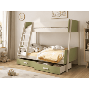 ArtBed Detská poschodová posteľ s roštom MORITZ | olivová/kašmír 120 x 200 cm vyobraziť
