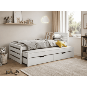 ArtBed Detská posteľ s prístelkou CALWIN | biela 80 x 180 cm vyobraziť