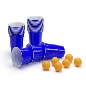 BeerCup Williams, modré párty poháre na beer pong, v štýle amerických univerzít, 473 ml, loptičky a pravidlá vyobraziť