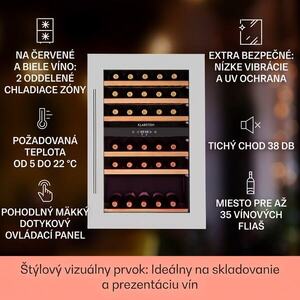 Klarstein Vinsider 35D, vstavaná vinotéka, 128 l, 41 fliaš, 2 zóny vyobraziť