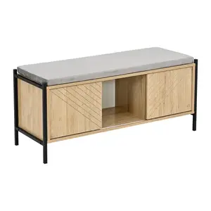 Botník so sedadlom PR101 100 cm dub prírodný/čierny vyobraziť