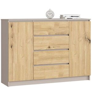 Komoda CLP K140 2D 4SZ 138 cm kašmír/dub Artisan vyobraziť