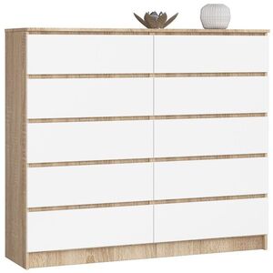 Komoda Kuba 140 cm 10 zásuviek dub sonoma/biela vyobraziť