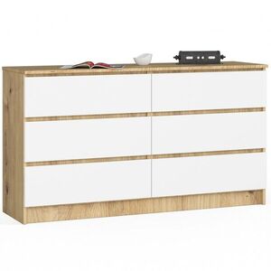 Komoda Kuba 140 cm 6 zásuviek dub artisan/biela vyobraziť