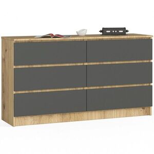 Komoda Kuba 140 cm 6 zásuviek dub artisan/grafitová vyobraziť