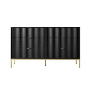 Komoda Nova 154 cm so zásuvkami čierna/zlatá vyobraziť