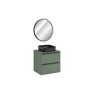 Koupelnová sestava Sombra Green Slim s deskou, umyvadlem a LED zrcadlem 60 cm reed green vyobraziť