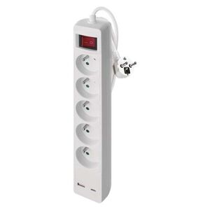 Predlžovací kábel s vypínačom, 5 zásuvkami a USB portami 1, 5 mm² CABRERA 3 m biely vyobraziť