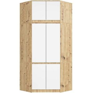 Rohová šatníková skriňa CLP 100 cm 6D dub artisan/biela vyobraziť