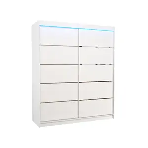 Šatní skříň s posuvnými dveřmi a LED osvětlením Spec 180 cm bílá vyobraziť