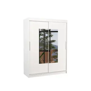 Šatní skříň s posuvnými dveřmi a zrcadlem Dorri 150 cm bílá vyobraziť