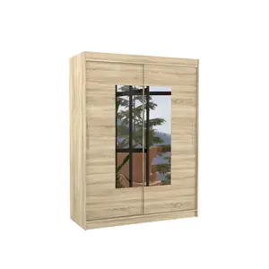 Šatní skříň s posuvnými dveřmi a zrcadlem Dorri 150 cm dub Sonoma vyobraziť