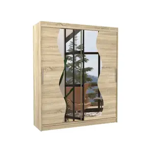 Šatní skříň s posuvnými dveřmi a zrcadlem Medina 180 cm dub Sonoma vyobraziť
