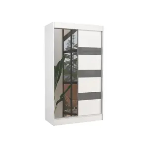 Šatní skříň s posuvnými dveřmi a zrcadlem Touran 120 cm bílá/šedá vyobraziť