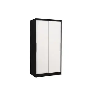 Šatní skříň s posuvnými dveřmi Aspen 100 cm černá/bílá vyobraziť
